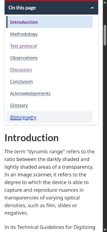 Expanded mobile On this page disclosure above the Introduction, showing section links and the current location.