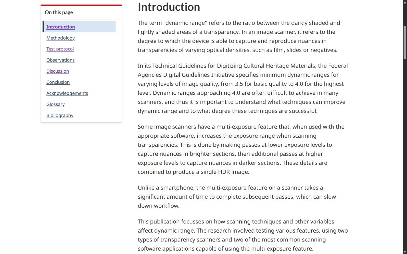 Desktop GCDS prototype showing the persistent table of contents beside the Introduction section.